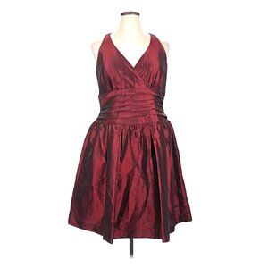 Jones Wear Burgundy Taffeta Fit & Flare Dress - Size 16 - Like New